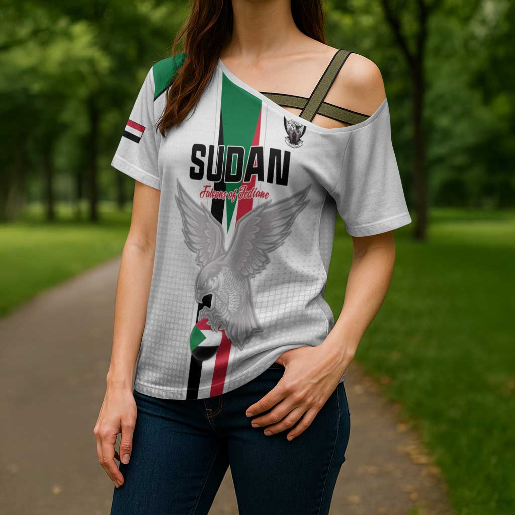 Custom Sudan Football Cross Shoulder Shirt Go Champions Falcons of Jediane - Wonder Print Shop