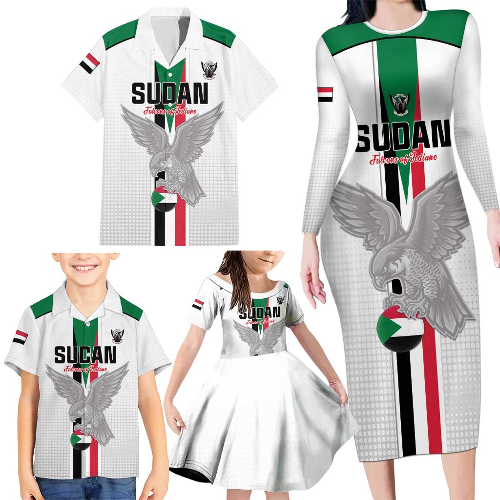 Custom Sudan Football Family Matching Long Sleeve Bodycon Dress and Hawaiian Shirt Go Champions Falcons of Jediane - Wonder Print Shop