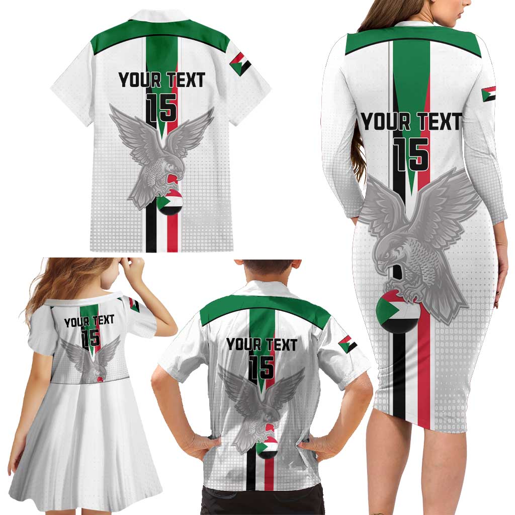 Custom Sudan Football Family Matching Long Sleeve Bodycon Dress and Hawaiian Shirt Go Champions Falcons of Jediane - Wonder Print Shop