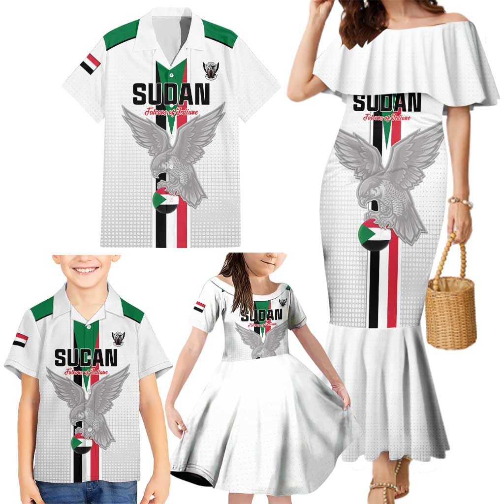 Custom Sudan Football Family Matching Mermaid Dress and Hawaiian Shirt Go Champions Falcons of Jediane - Wonder Print Shop