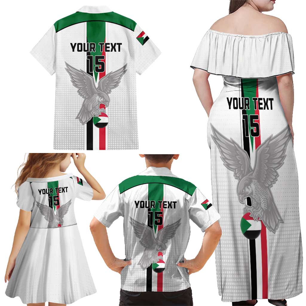 Custom Sudan Football Family Matching Off Shoulder Maxi Dress and Hawaiian Shirt Go Champions Falcons of Jediane - Wonder Print Shop