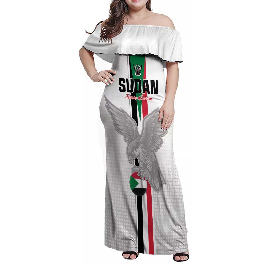 Custom Sudan Football Family Matching Off Shoulder Maxi Dress and Hawaiian Shirt Go Champions Falcons of Jediane - Wonder Print Shop