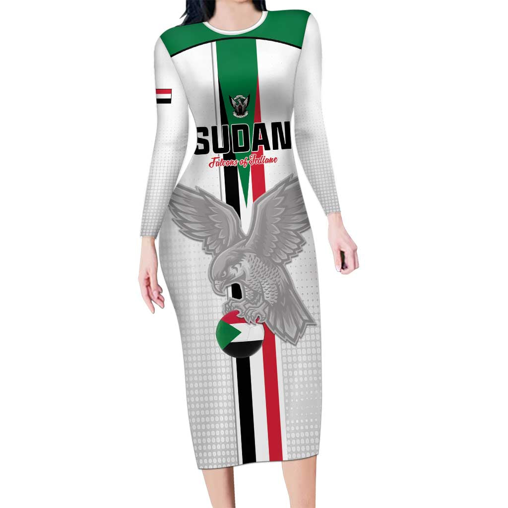 Custom Sudan Football Long Sleeve Bodycon Dress Go Champions Falcons of Jediane - Wonder Print Shop