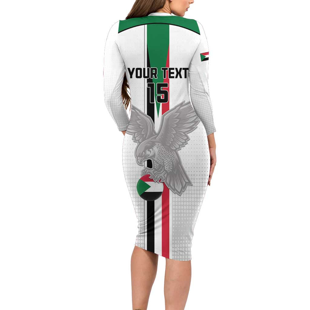 Custom Sudan Football Long Sleeve Bodycon Dress Go Champions Falcons of Jediane - Wonder Print Shop