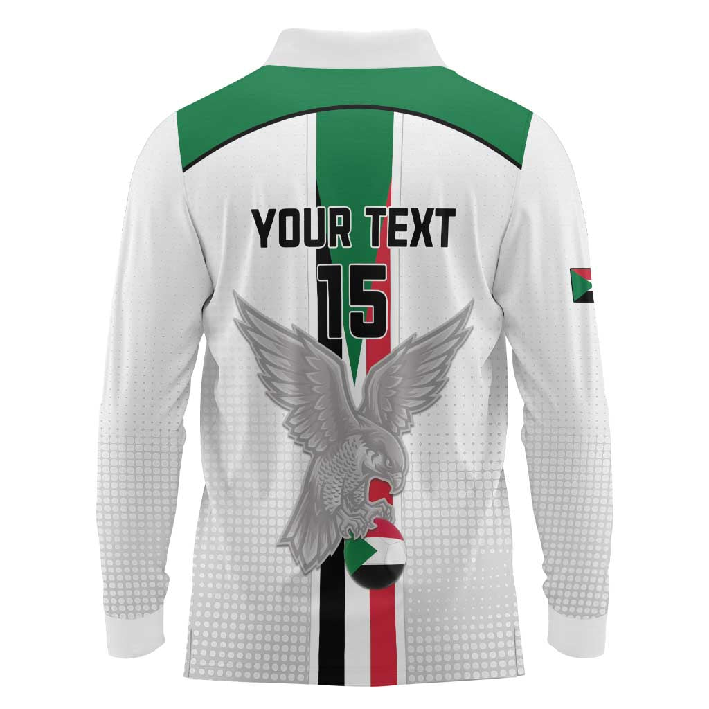 Custom Sudan Football Long Sleeve Polo Shirt Go Champions Falcons of Jediane - Wonder Print Shop