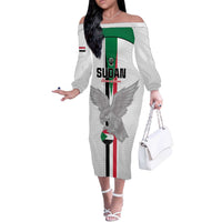Custom Sudan Football Off The Shoulder Long Sleeve Dress Go Champions Falcons of Jediane - Wonder Print Shop