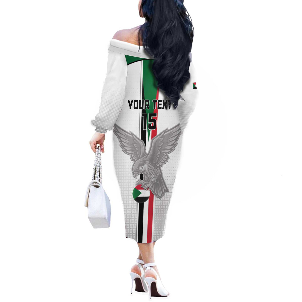 Custom Sudan Football Off The Shoulder Long Sleeve Dress Go Champions Falcons of Jediane - Wonder Print Shop
