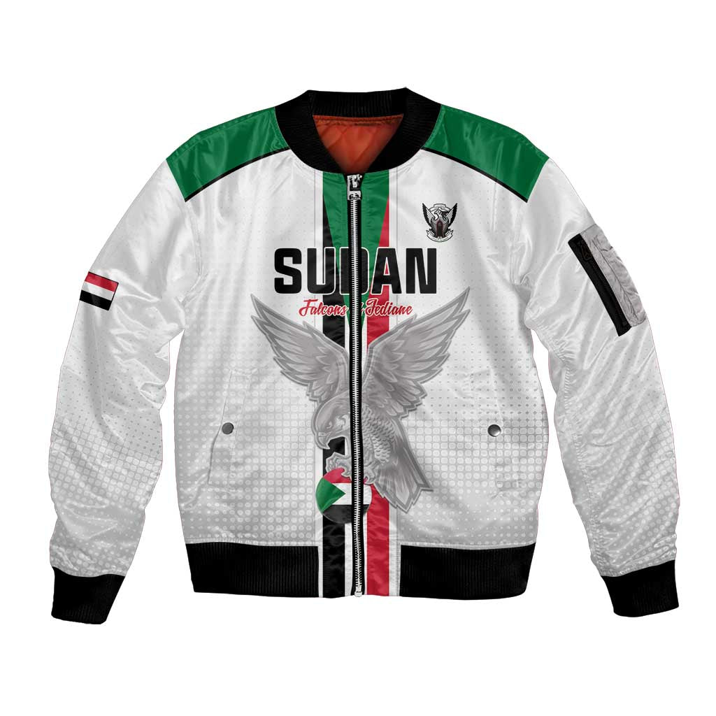Custom Sudan Football Sleeve Zip Bomber Jacket Go Champions Falcons of Jediane - Wonder Print Shop