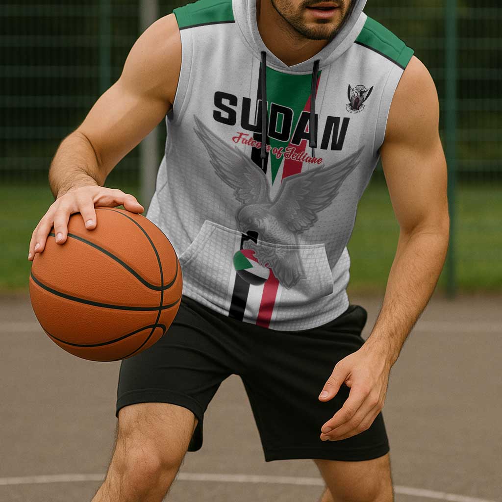 Custom Sudan Football Sleeveless Hoodie Go Champions Falcons of Jediane - Wonder Print Shop