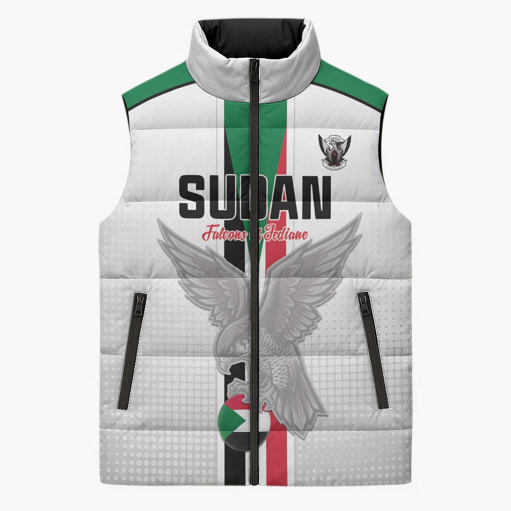 Custom Sudan Football Sleeveless Puffer Jacket Go Champions Falcons of Jediane - Wonder Print Shop