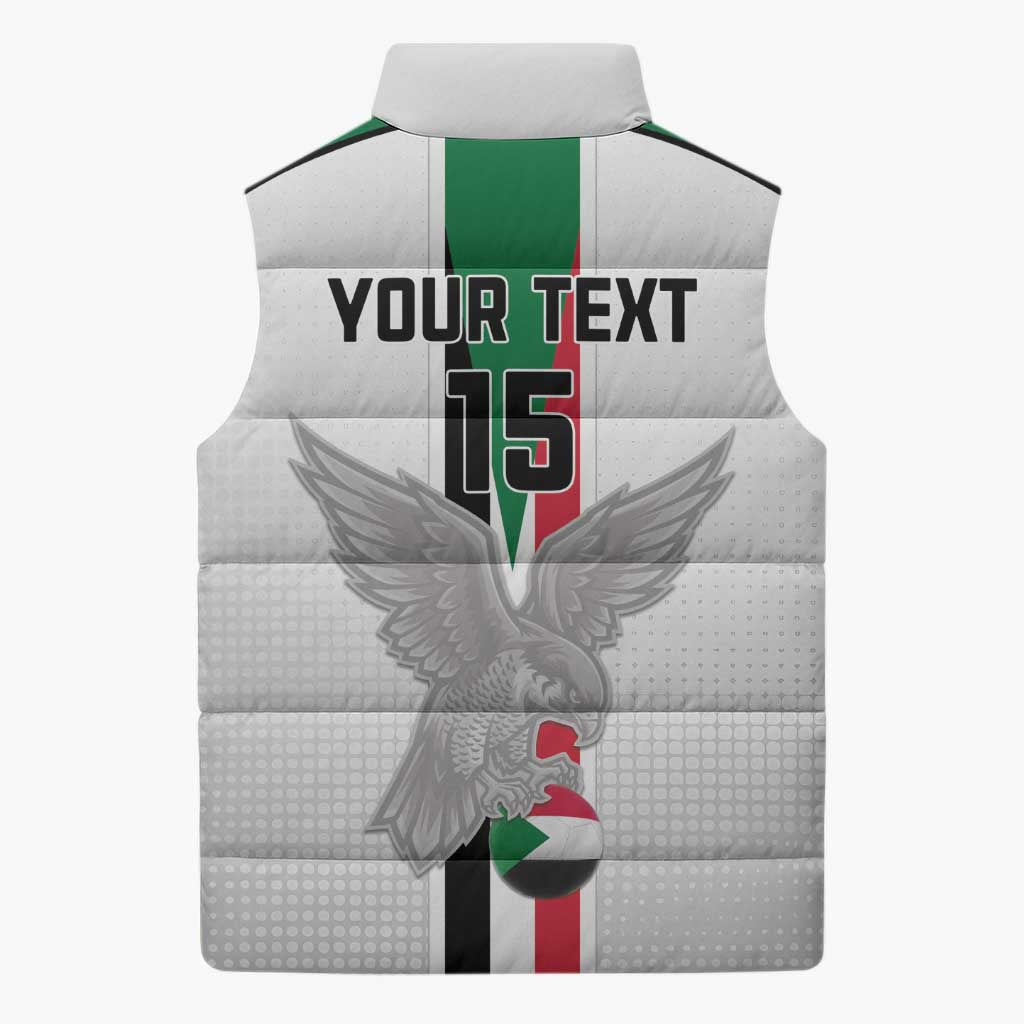 Custom Sudan Football Sleeveless Puffer Jacket Go Champions Falcons of Jediane - Wonder Print Shop