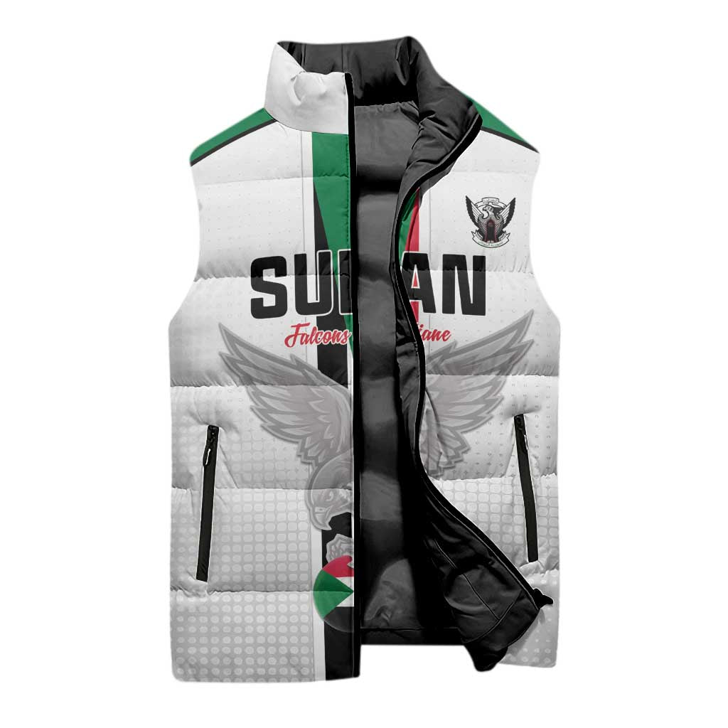 Custom Sudan Football Sleeveless Puffer Jacket Go Champions Falcons of Jediane - Wonder Print Shop