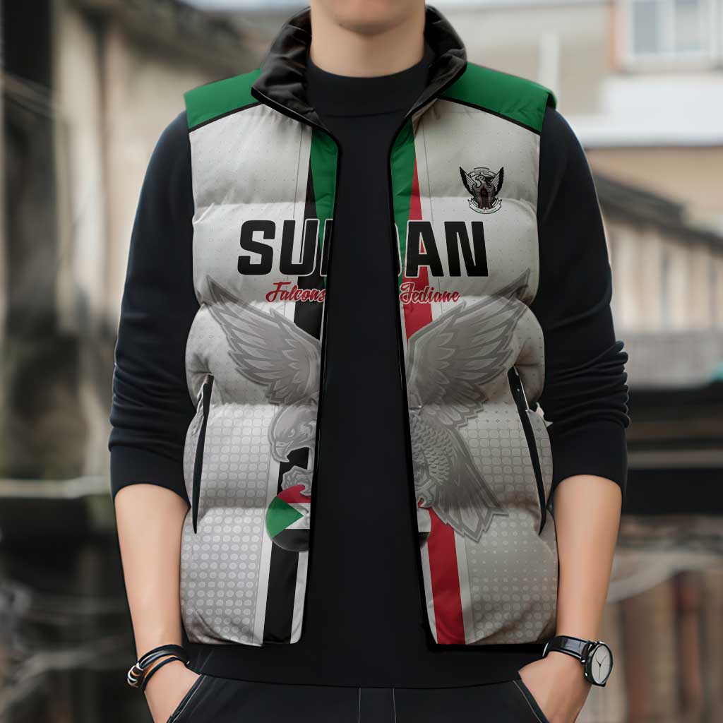 Custom Sudan Football Sleeveless Puffer Jacket Go Champions Falcons of Jediane - Wonder Print Shop