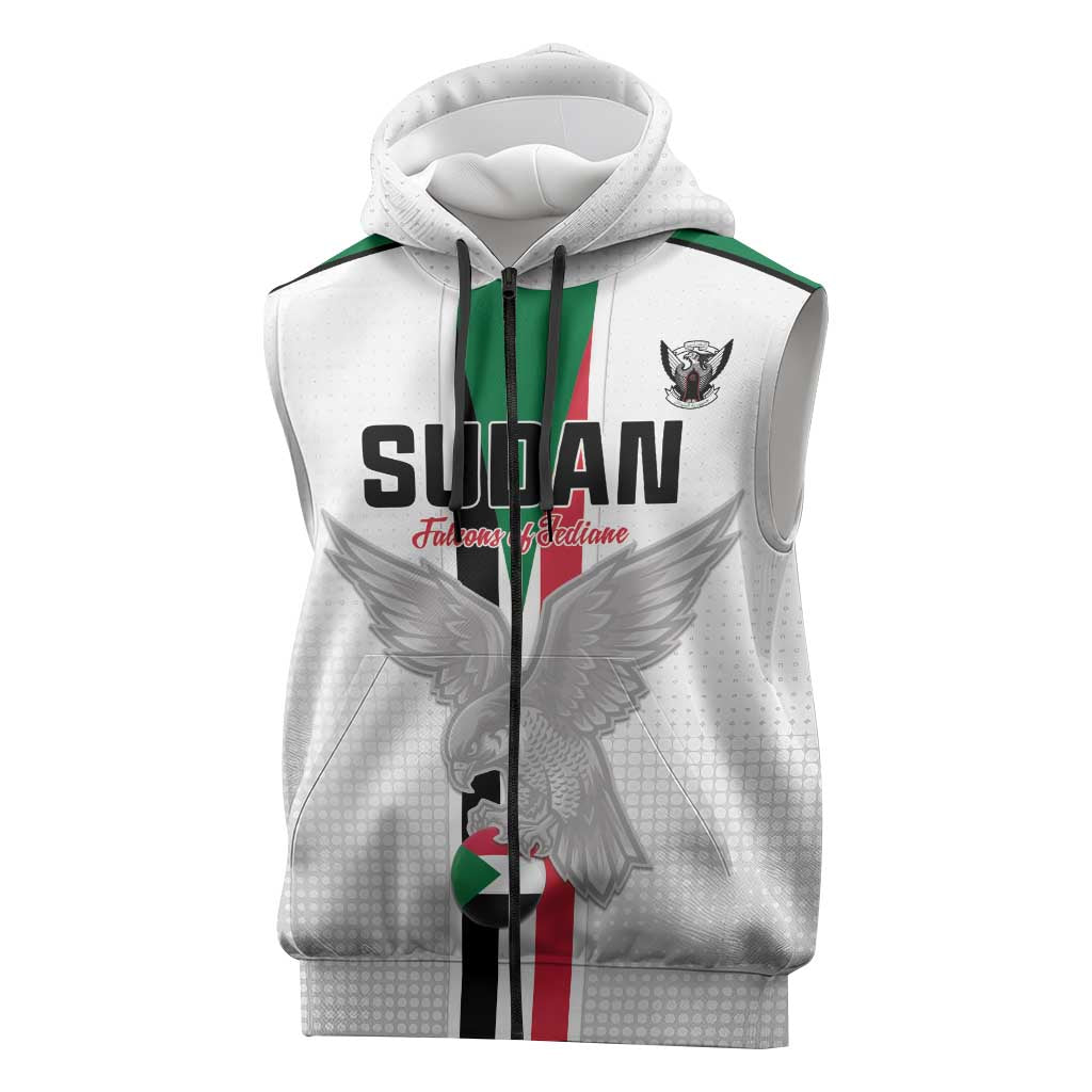 Custom Sudan Football Sleeveless Zip Hoodie Go Champions Falcons of Jediane - Wonder Print Shop
