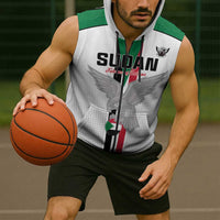 Custom Sudan Football Sleeveless Zip Hoodie Go Champions Falcons of Jediane - Wonder Print Shop