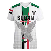 Custom Sudan Football Women V-Neck T-Shirt Go Champions Falcons of Jediane - Wonder Print Shop