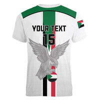 Custom Sudan Football Women V-Neck T-Shirt Go Champions Falcons of Jediane - Wonder Print Shop