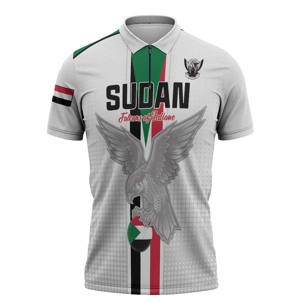 Custom Sudan Football Zipper Polo Shirt Go Champions Falcons of Jediane - Wonder Print Shop