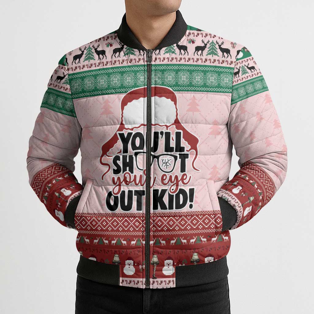 Christmas Story Bomber Puffer Jacket You'll Shoot Your Eye Out - Wonder Print Shop