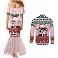 Christmas Story Couples Matching Mermaid Dress and Long Sleeve Button Shirt You'll Shoot Your Eye Out - Wonder Print Shop