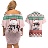 Christmas Story Couples Matching Off Shoulder Short Dress and Hawaiian Shirt You'll Shoot Your Eye Out - Wonder Print Shop