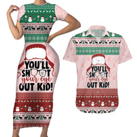 Christmas Story Couples Matching Short Sleeve Bodycon Dress and Hawaiian Shirt You'll Shoot Your Eye Out - Wonder Print Shop