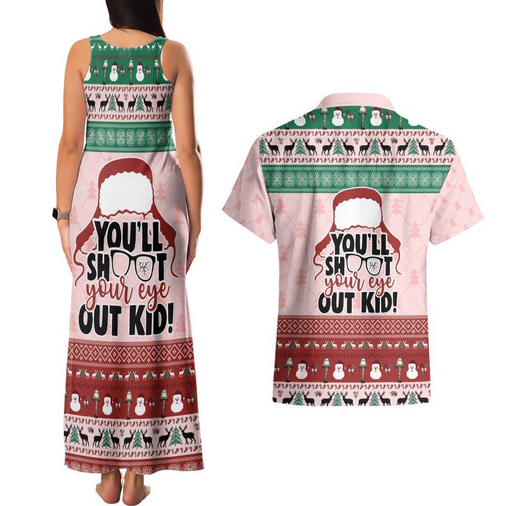 Christmas Story Couples Matching Tank Maxi Dress and Hawaiian Shirt You'll Shoot Your Eye Out - Wonder Print Shop