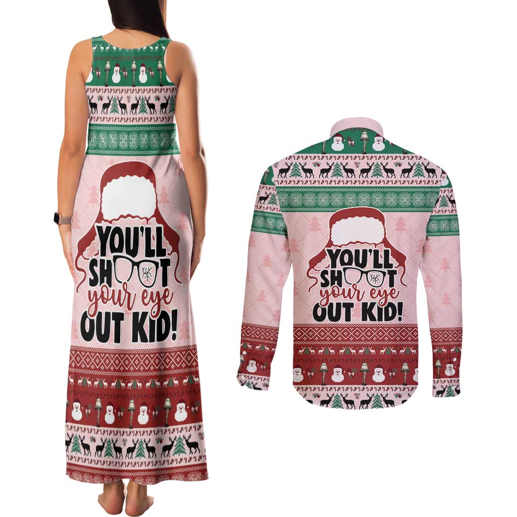 Christmas Story Couples Matching Tank Maxi Dress and Long Sleeve Button Shirt You'll Shoot Your Eye Out - Wonder Print Shop