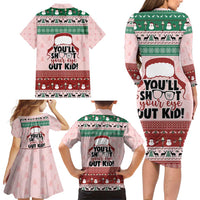 Christmas Story Family Matching Long Sleeve Bodycon Dress and Hawaiian Shirt You'll Shoot Your Eye Out - Wonder Print Shop