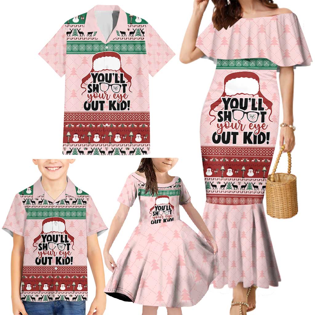 Christmas Story Family Matching Mermaid Dress and Hawaiian Shirt You'll Shoot Your Eye Out - Wonder Print Shop
