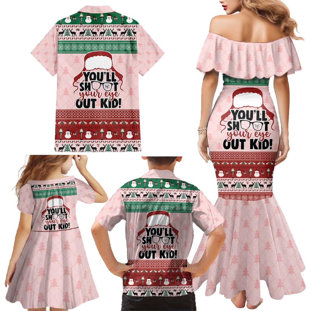 Christmas Story Family Matching Mermaid Dress and Hawaiian Shirt You'll Shoot Your Eye Out - Wonder Print Shop