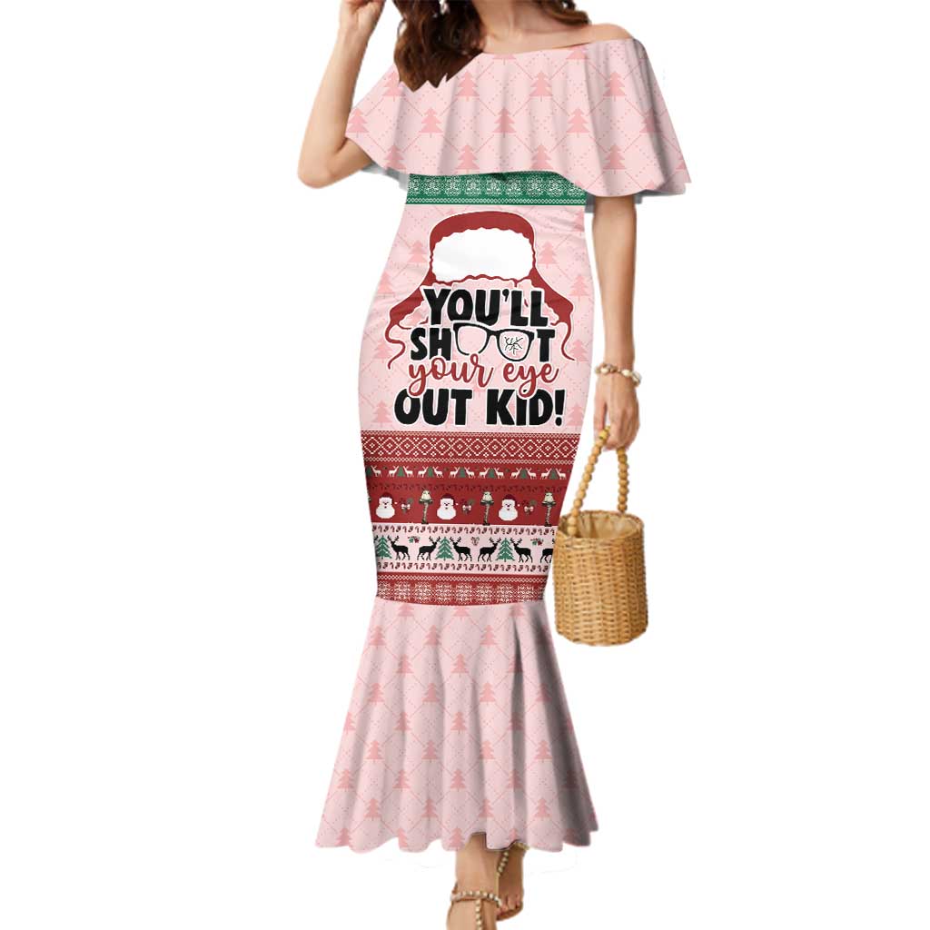 Christmas Story Family Matching Mermaid Dress and Hawaiian Shirt You'll Shoot Your Eye Out - Wonder Print Shop
