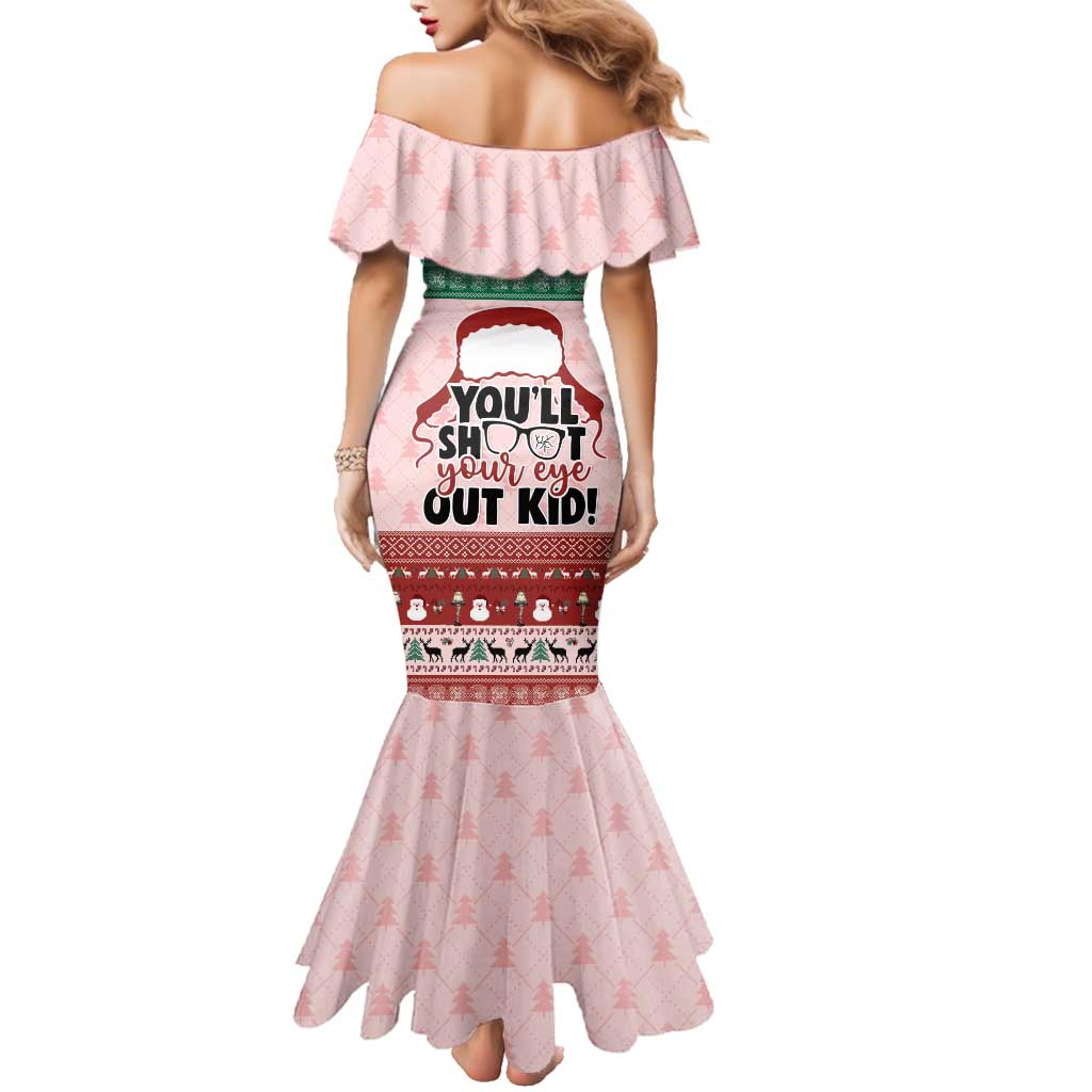 Christmas Story Family Matching Mermaid Dress and Hawaiian Shirt You'll Shoot Your Eye Out - Wonder Print Shop