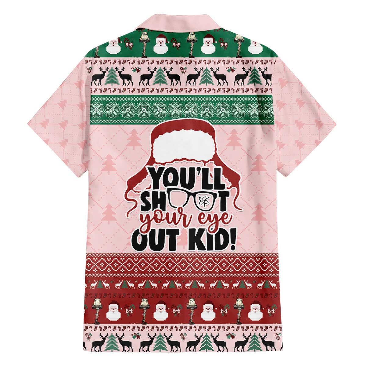 Christmas Story Family Matching Off The Shoulder Long Sleeve Dress and Hawaiian Shirt You'll Shoot Your Eye Out - Wonder Print Shop