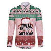 Christmas Story Family Matching Off The Shoulder Long Sleeve Dress and Hawaiian Shirt You'll Shoot Your Eye Out - Wonder Print Shop