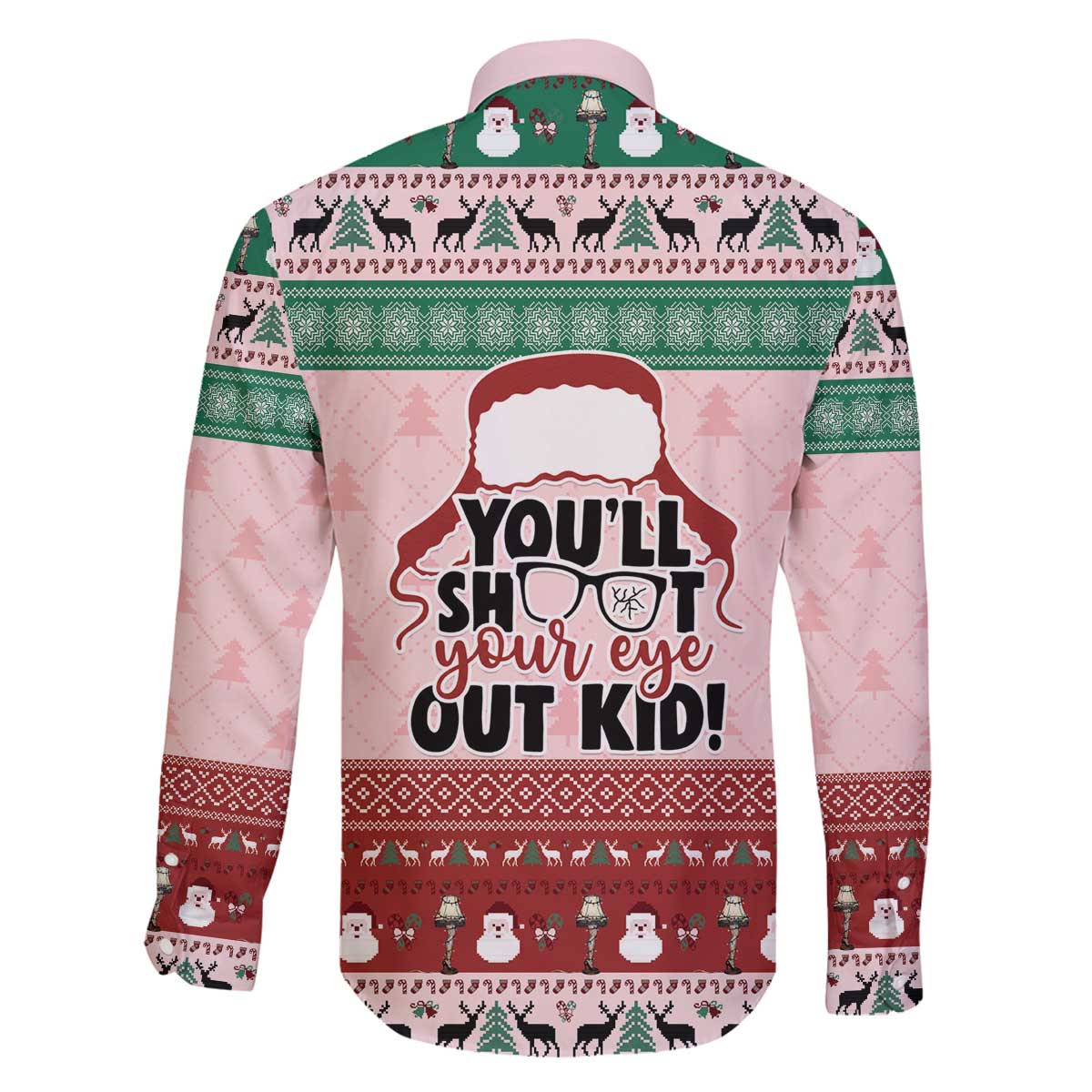 Christmas Story Family Matching Off The Shoulder Long Sleeve Dress and Hawaiian Shirt You'll Shoot Your Eye Out - Wonder Print Shop