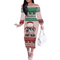 Christmas Story Family Matching Off The Shoulder Long Sleeve Dress and Hawaiian Shirt You'll Shoot Your Eye Out - Wonder Print Shop