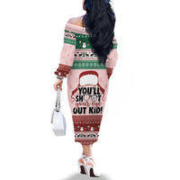 Christmas Story Family Matching Off The Shoulder Long Sleeve Dress and Hawaiian Shirt You'll Shoot Your Eye Out - Wonder Print Shop