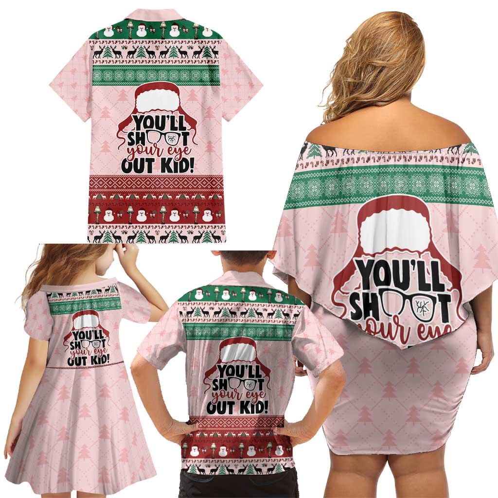 Christmas Story Family Matching Off Shoulder Short Dress and Hawaiian Shirt You'll Shoot Your Eye Out - Wonder Print Shop