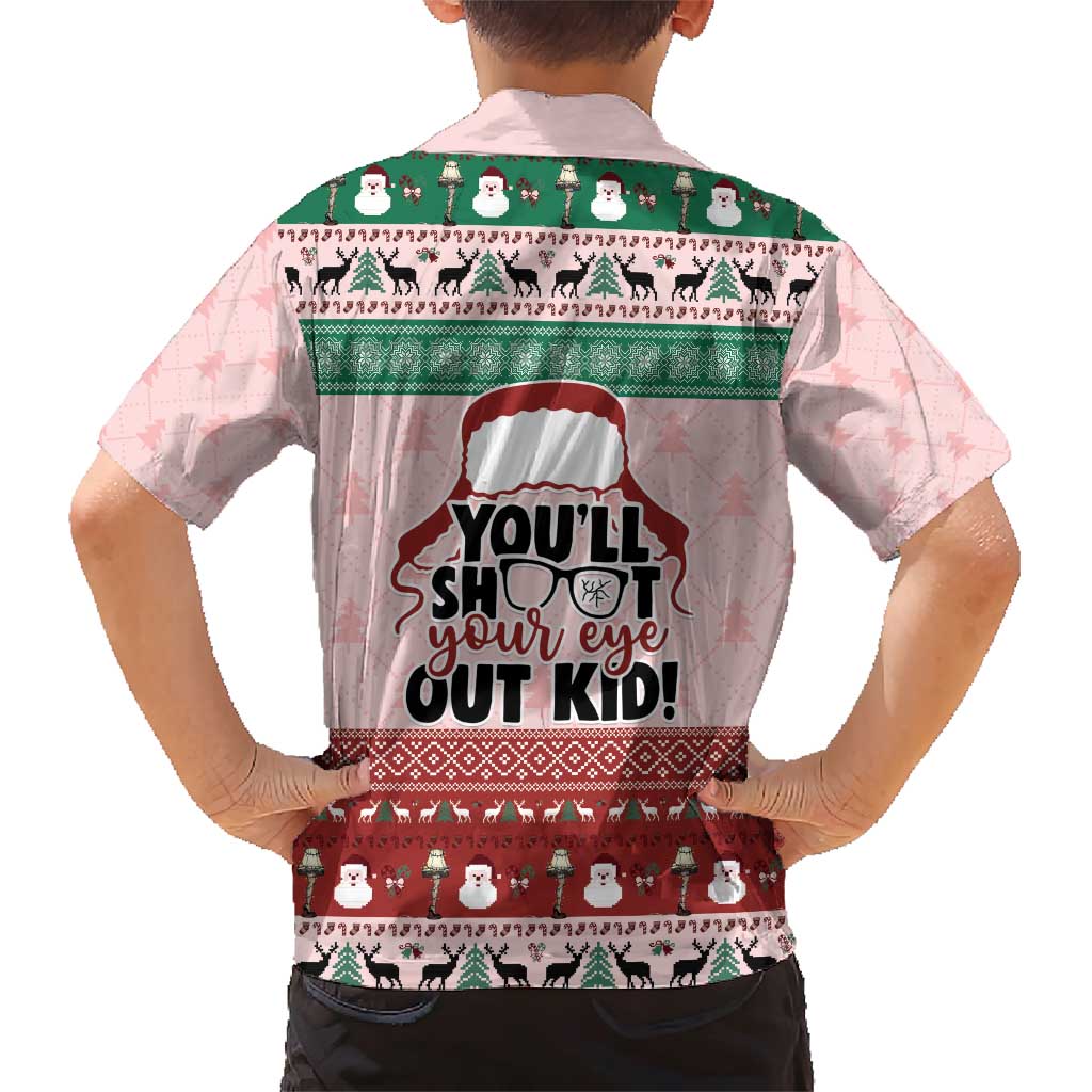 Christmas Story Family Matching Short Sleeve Bodycon Dress and Hawaiian Shirt You'll Shoot Your Eye Out - Wonder Print Shop