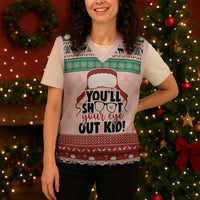 Christmas Story Christmas Knitted V-Neck Vest You'll Shoot Your Eye Out - Wonder Print Shop