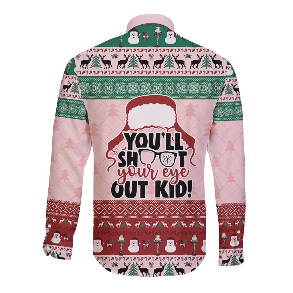 Christmas Story Long Sleeve Button Shirt You'll Shoot Your Eye Out - Wonder Print Shop