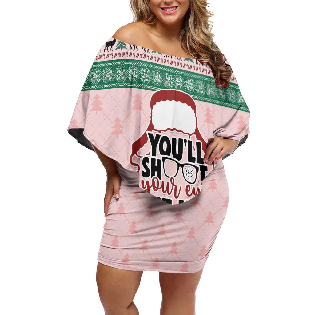 Christmas Story Off Shoulder Short Dress You'll Shoot Your Eye Out - Wonder Print Shop