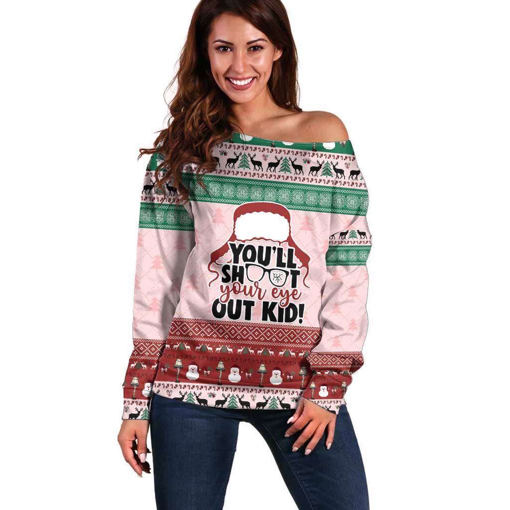 Christmas Story Off Shoulder Sweater You'll Shoot Your Eye Out - Wonder Print Shop