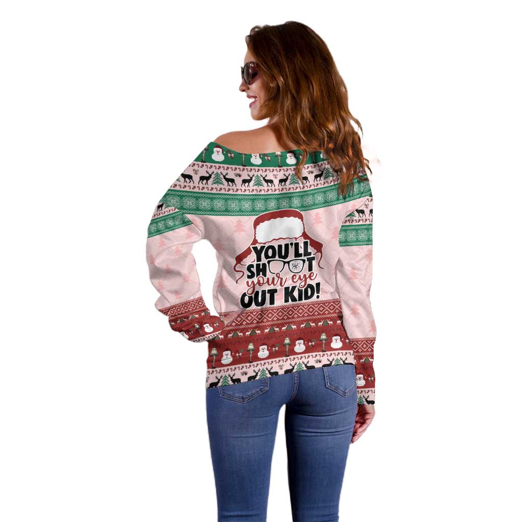 Christmas Story Off Shoulder Sweater You'll Shoot Your Eye Out - Wonder Print Shop