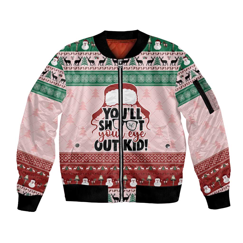 Christmas Story Sleeve Zip Bomber Jacket You'll Shoot Your Eye Out - Wonder Print Shop