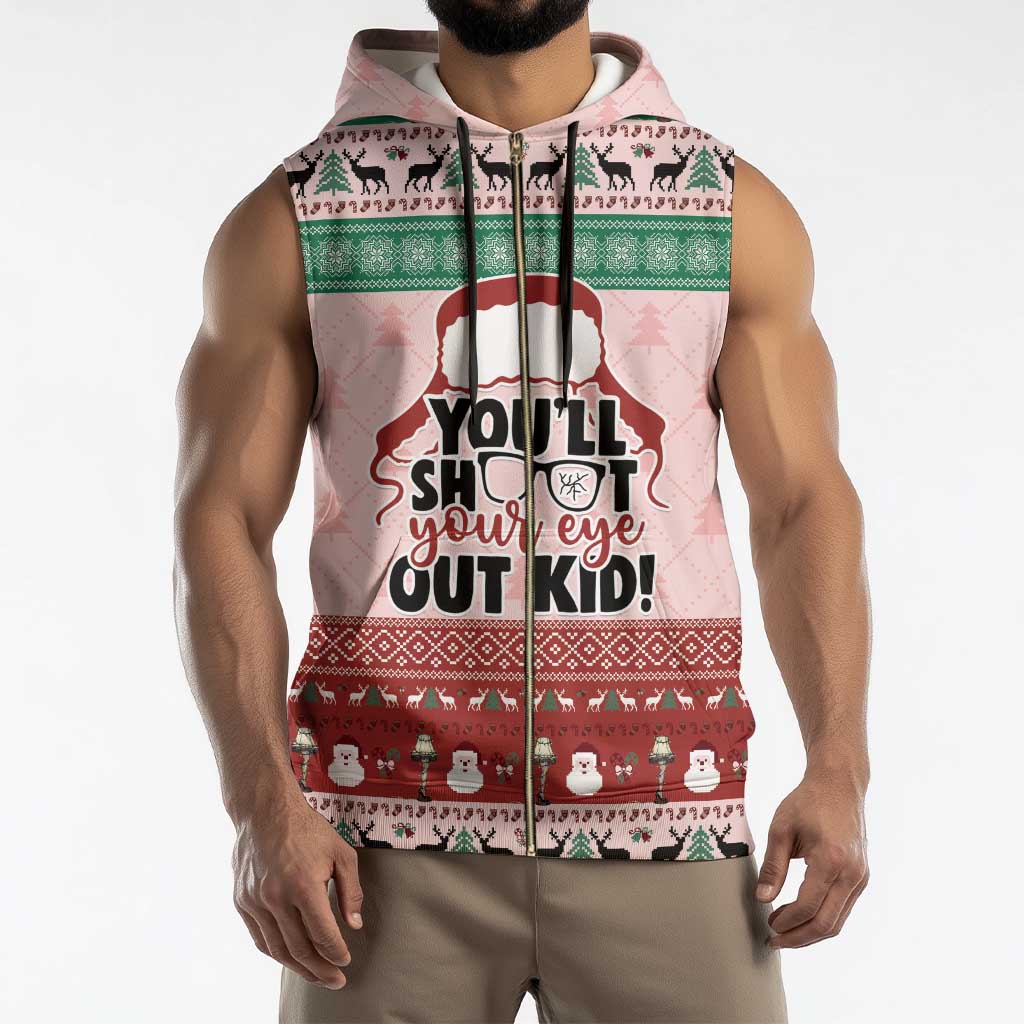 Christmas Story Sleeveless Zip Hoodie You'll Shoot Your Eye Out - Wonder Print Shop