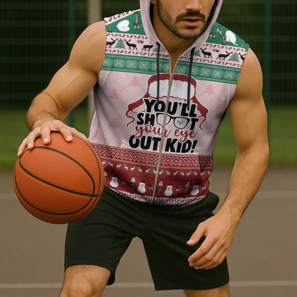 Christmas Story Sleeveless Zip Hoodie You'll Shoot Your Eye Out - Wonder Print Shop