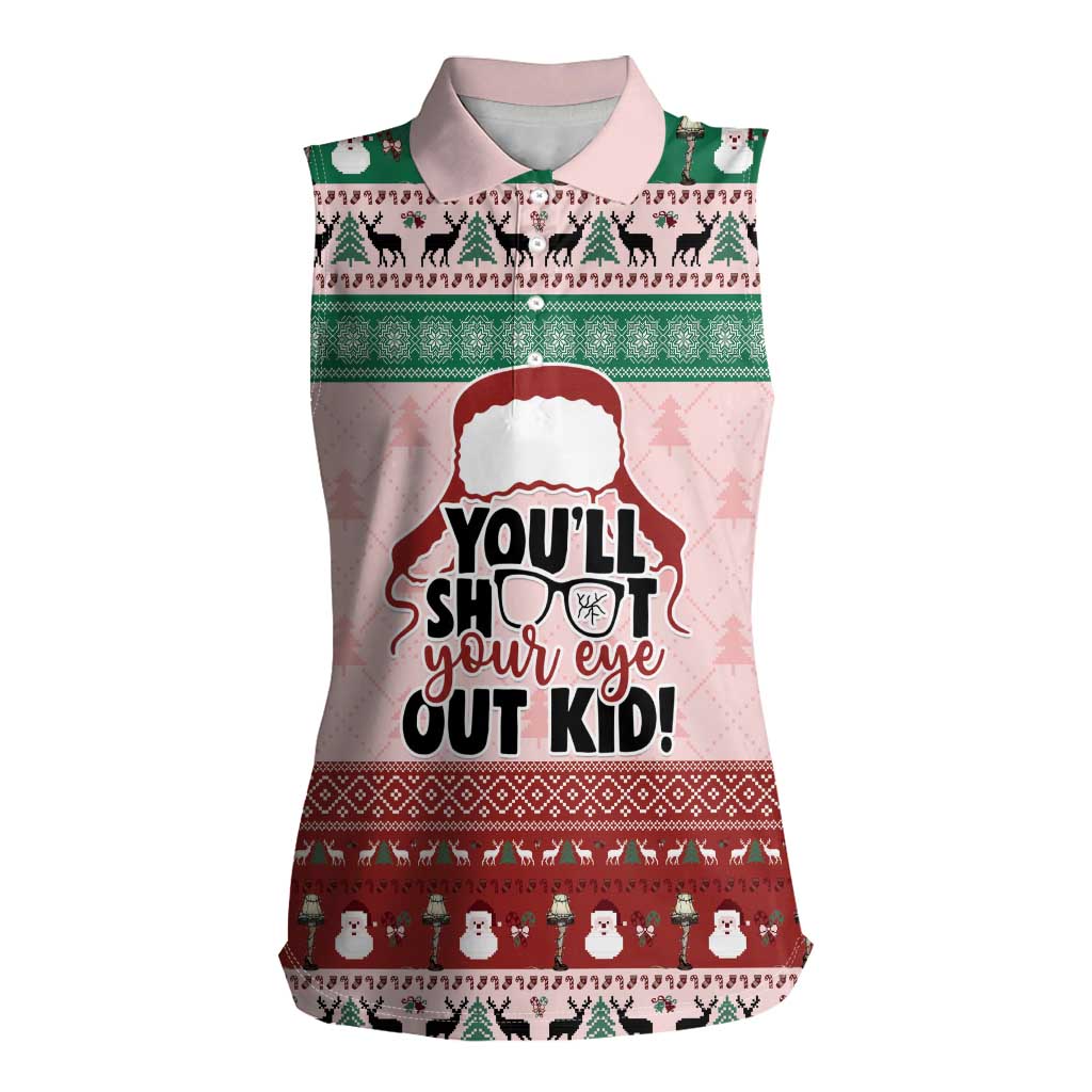 Christmas Story Women Sleeveless Polo Shirt You'll Shoot Your Eye Out - Wonder Print Shop