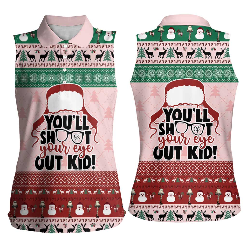 Christmas Story Women Sleeveless Polo Shirt You'll Shoot Your Eye Out - Wonder Print Shop